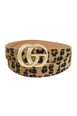 Gd Buckle Leopard Hair Belt