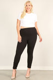 Plus Size Solid High Rise, Fitted Leggings With An Elastic Waistband And Ruched Pants