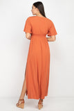 Side Slit Smocked Waist Maxi Dress