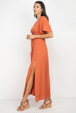 Side Slit Smocked Waist Maxi Dress