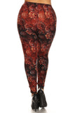 Plus Size Abstract Print, Full Length Leggings In A Slim Fitting Style With A Banded High Waist.