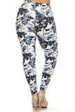 Plus Size Floral Print, Full Length Leggings In A Slim Fitting Style With A Banded High Waist