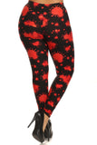 Plus Size Splatter Print, Full Length Leggings In A Slim Fitting Style With A Banded High Waist