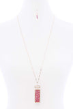 Rectangle Glass Bead Pendant Long Necklace