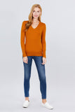 V-neck Sweater W/rivet Button