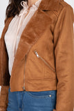 Suede Faux Fur Moto Jacket