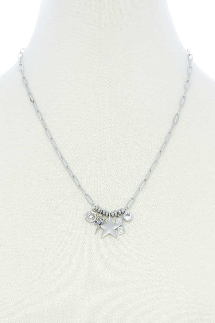 Dainty Star Lighting Bolt Charm Metal Necklace