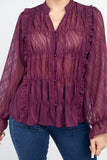 Semi Sheer Ruffle Blouse