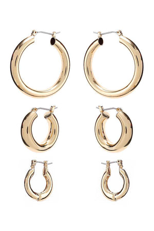 Basic Mini Hoop Earring 3 Pair Set