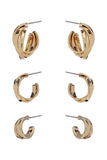 Basic Metal Mini Hoop 3 Pair Earring Set