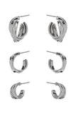 Basic Metal Mini Hoop 3 Pair Earring Set