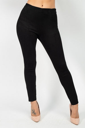 Skinny Fit Suede Pants