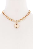 Basic Chunky Chain With Heart Pendant Necklace