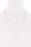 3 Layered Metal Chain Square Pendant Necklace