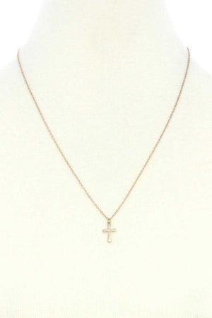 Dainty Cross Charm Layered Necklace