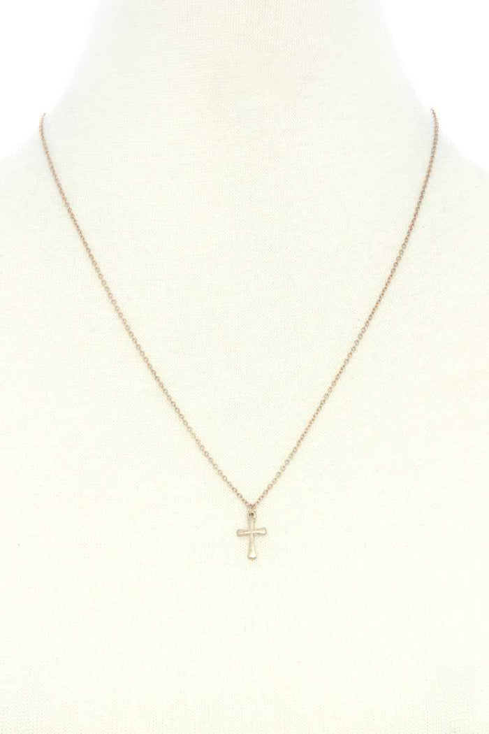 Dainty Cross Charm Layered Necklace