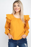 Balloon Sleeve Lace Ruffle Top