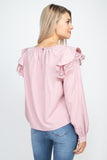 Balloon Sleeve Lace Ruffle Top