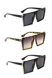 Fashion Plastic Square Metal Edge Sunglasses