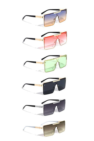 Cool Metal Rectangle Shield Sunglasses