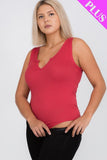 Plus Size Split Neckline Bodysuit Top