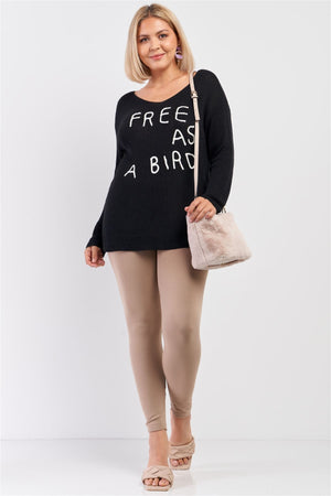 Plus "free As A Bird" Logo Knit Sweater