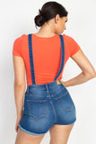 Cross Back Denim Suspender Shorts (woven)