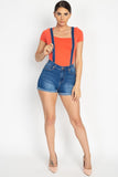 Cross Back Denim Suspender Shorts (woven)