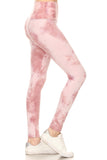 5-inch Long Yoga Style Banded Lined Tie Dye Printed Knit Legging With High Waist.