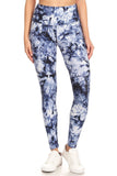 5-inch Long Yoga Style Banded Lined Tie Dye Printed Knit Legging With High Waist