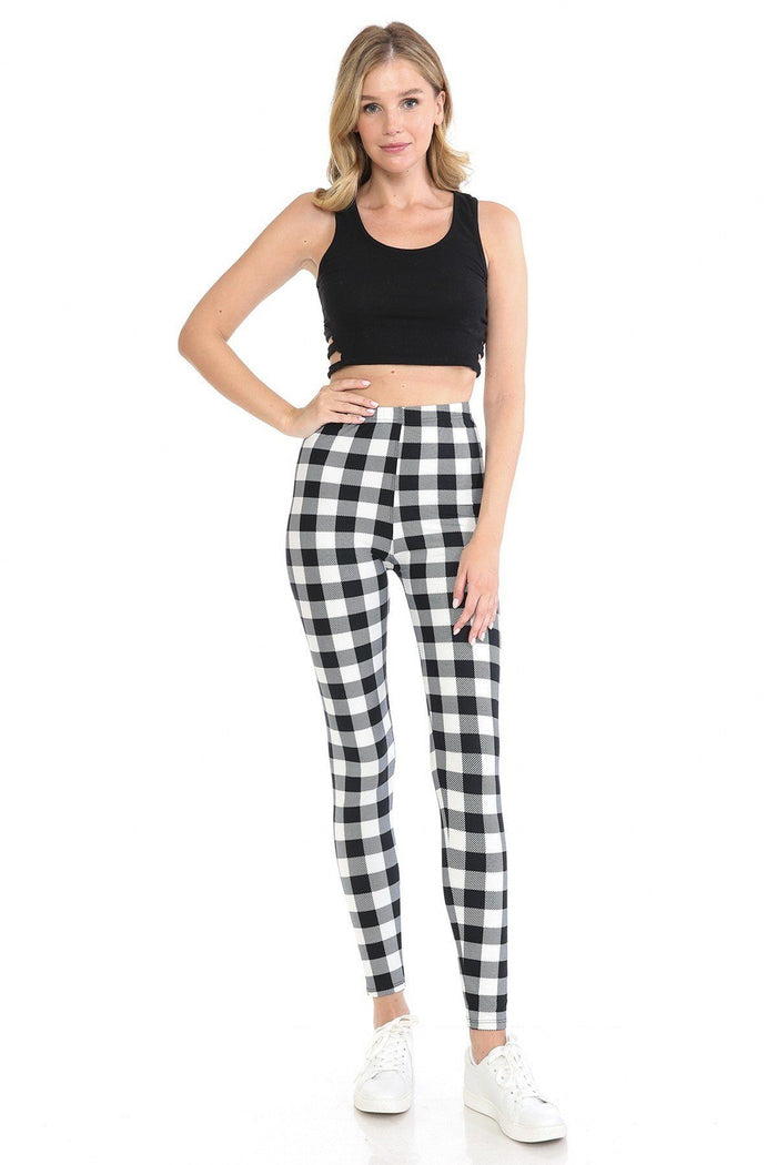 Multi Printed, High Waisted, Leggings With An Elasticized Waist Band