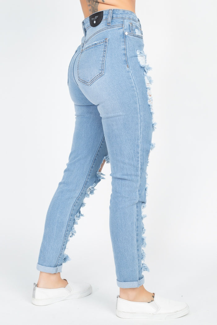 Distressed Straight Leg Jeans