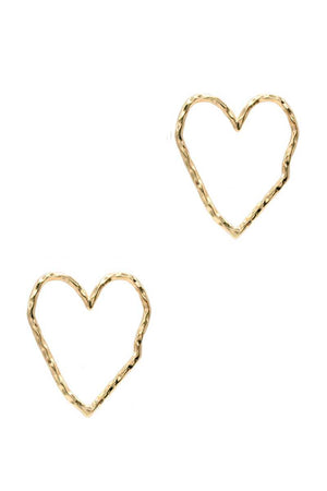 Rough Metal Heart Stud Earring