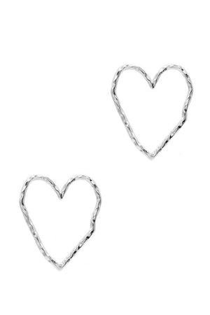 Rough Metal Heart Stud Earring