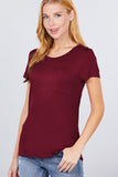 Short Sleeve Scoop Neck Top With Pocket