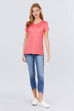 Short Sleeve Scoop Neck Top With Pocket