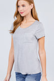 Short Sleeve Scoop Neck Top With Pocket