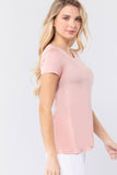 Short Sleeve Scoop Neck Top With Pocket