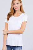 Short Sleeve Scoop Neck Top With Pocket