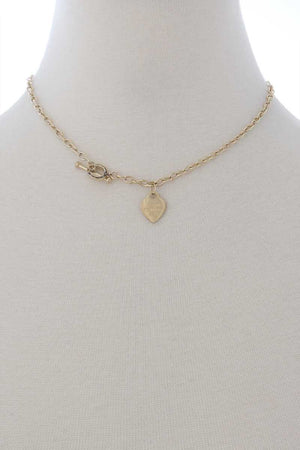 Fashion Heart Pendant Metal Toggle Clasp Necklace