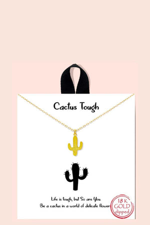 Cactus Tough Pendant Dainty Message Necklace