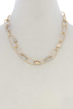 Rhinestone Oval Link Necklace