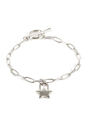 Metal Paper Clip Chain Star Lock Charm Bracelet