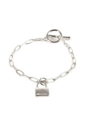 Metal Paper Clip Chain Lock Charm Bracelet