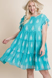 Plus Size Hi-multi Chiffon Printed Tiered Swing Dress