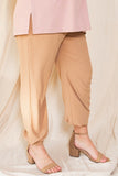 Solid Trousers Woven Elastic Waistband Pants With Drawstrings Details