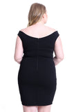 Techno Crepe Off The Shoulder Plus Size Mini Dress