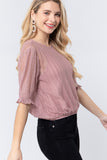 Elbow Slv Dot Mesh Top W/inner Cami