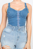 Sweetheart Neck Adjustable Denim Top