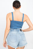 Sweetheart Neck Adjustable Denim Top